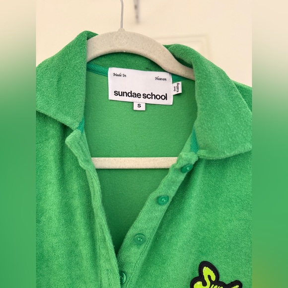 Sundae School Green Terry Cloth Polo - Picture 3 of 3